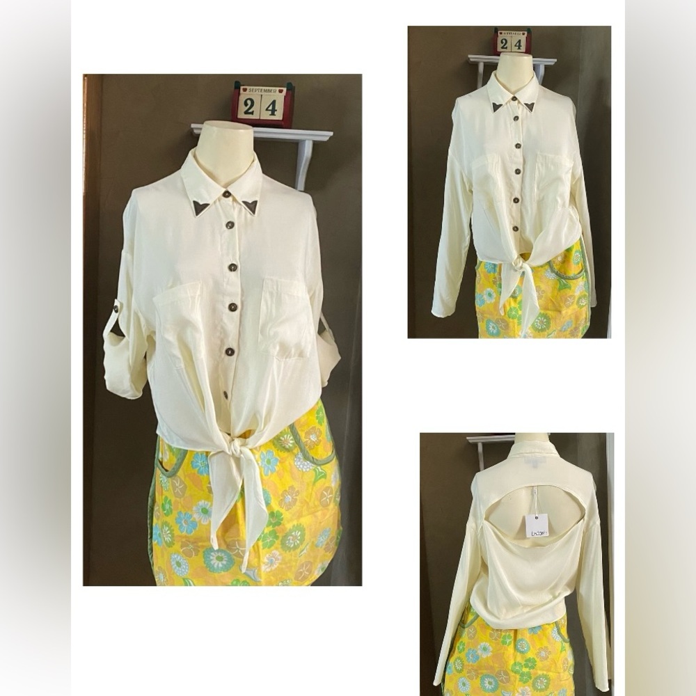 Ladakh Anthropologie Shirt Cutout back Women’s size 4 oversized